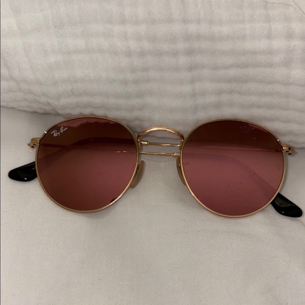 Ray-Ban Gold Sunglasses with Rose Lenses custom